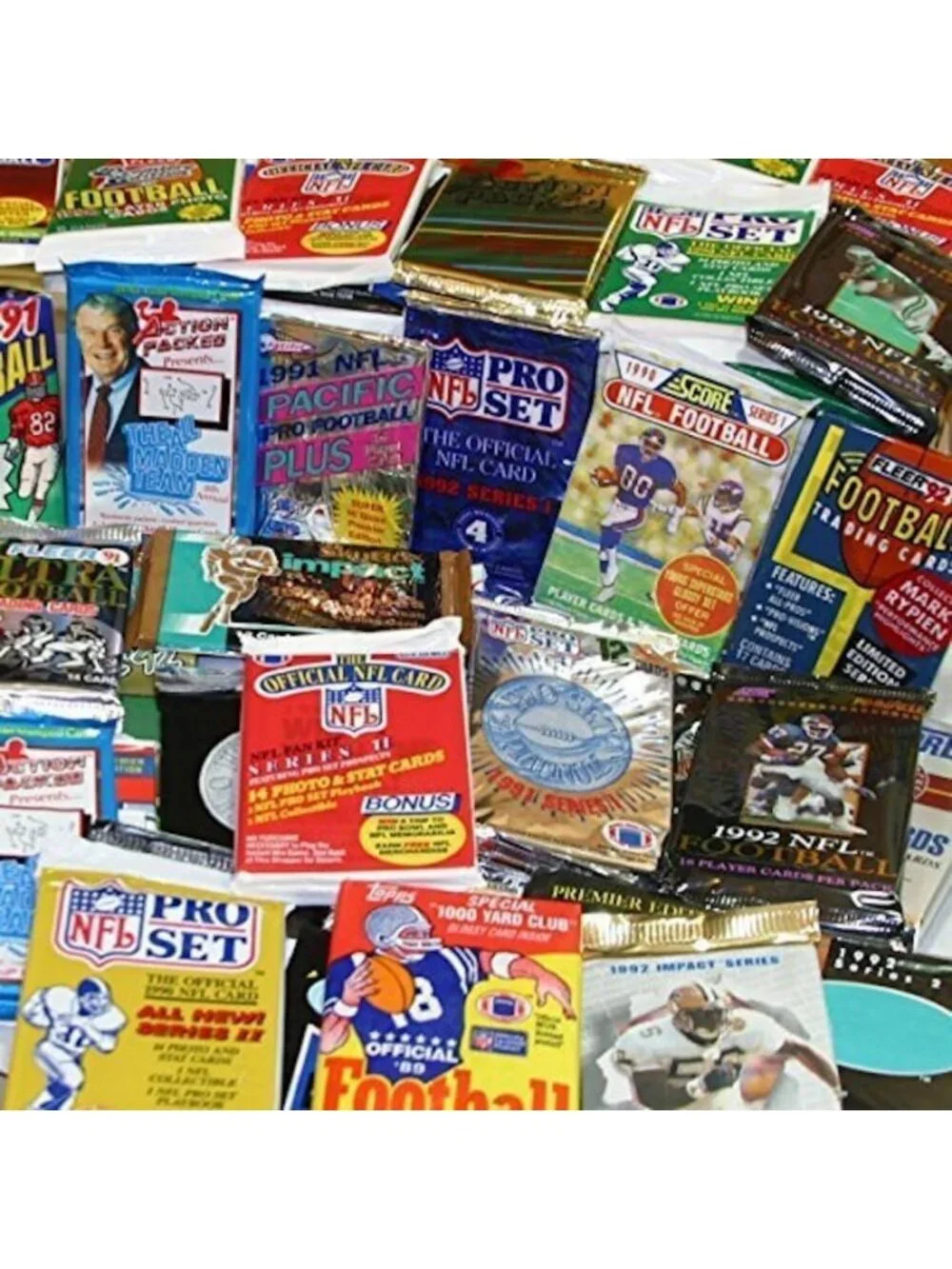100 Vintage Football Cards in Sealed Wax Packs - Ideal for New Collectors & Fans